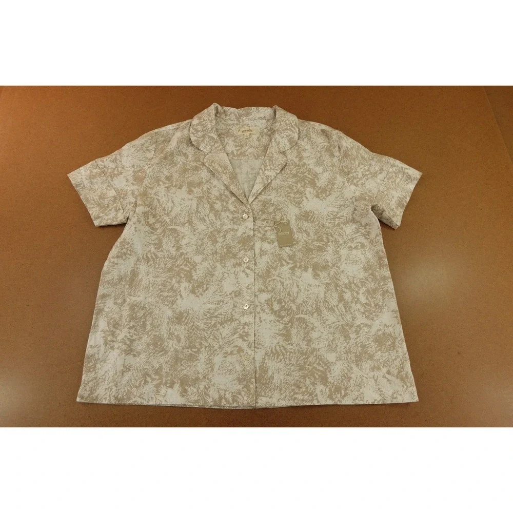 Haven Womens Large Organic Cotton Linen Serene Botanicals Short Sleeve Sleep Top